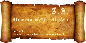 Blemenschütz Milán névjegykártya